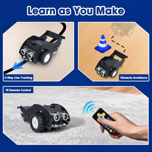 STEM Toys SharkBot Smart Car Kit Voice-Controlled ESP32 Coding Robot Robotics Kit for Kids Ages 8-12, Supports Arduino, ACECode, Programming for Classroom Home Education Birthday Gift for Boys Girls - Image 5