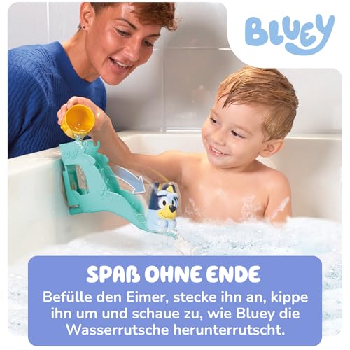 Toomies Blueys Wasserrutsche, Badespielzeug für Kleinkinder, Wasserspaß mit Drehaugen, Fördert Feinmotorik, Mit Saugnäpfen, Ab 18 Monaten
