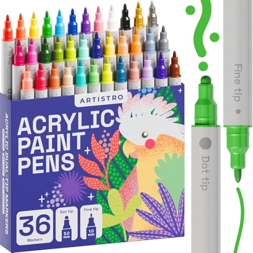 72 Feutres Peinture Acrylique Artistro | Double Pointe 1mm/5mm | Pour Multiples Surfaces | Set Complet