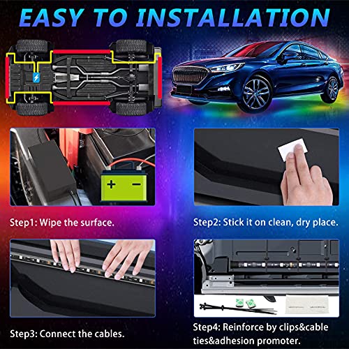 Bliauto Led Underglow Strip Lights Kit For Car Exterior Rgb Neon Accent Lights Underbody Under Car Glow 4Pcs Wireless Remote Control Music Sync Lights For Car Truck Jeep Suv Pickup Waterproof 60X90Cm #TOP6