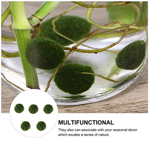 Happyyami 5Pcs Artificial Moss Rocks Marimo Moss Balls Green Moss Balls Decorative Aquarium Stones Ornament For Vase Filler Fairy Garden #TOP1