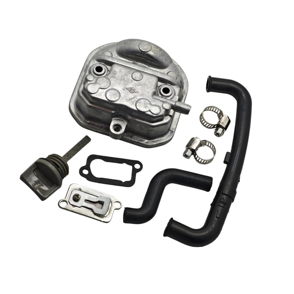Cubierta de Culata, Varilla de Nivel de Aceite, Manguera de ventilación, Kit de Junta de válvula de Salida Compatible con Pieza de Repuesto de Motor de cortacésped GX35 GX 35