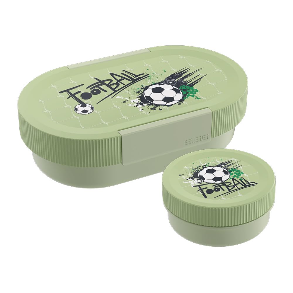 SIGG - LUMO Kids Lunchbox Football Splash Plus - Inner Tray, Leakproof Snack Box - Microwave, Dishwasher Safe - BPA Free - Lightweight - Made in Germany - For School, Daycare, Playtime - Green - 800ML