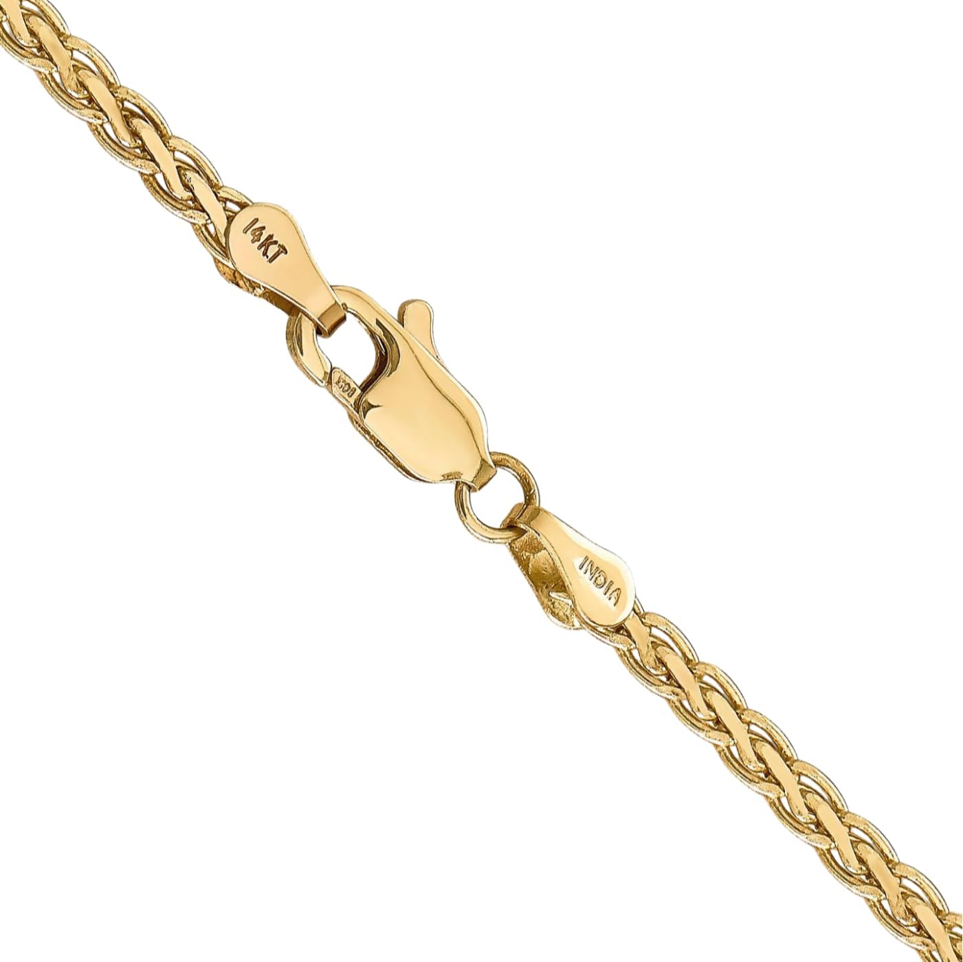 IceCarats 14K Solid Yellow Gold 2.8mm Flat Spiga Wheat Chain Necklace Polished