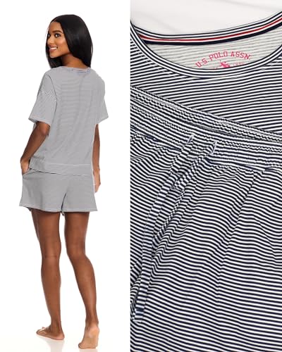 U.S. Polo Assn. Womens Summer Pajamas Sets Cotton - Poly, PJ Sets for Women Shorts, 2 Piece Lounge Set Shorts4