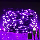Twinkle Star, 3 Inches Indoor Outdoor, LED String Light Dimmable Control Starry Black Wire Lights Home Lighting Bedroom Wedding Christmas Party Decoration, Purple