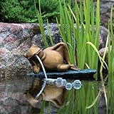 Aquascape 78311 Lazy Frog on Lily Pad Pond and Garden Water Fountain, Patina