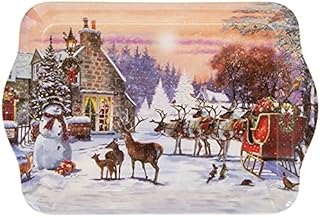 Small Leonardo Magic of Christmas Snow Scene Snowman Santa & Sleigh Woodland Animals Tray