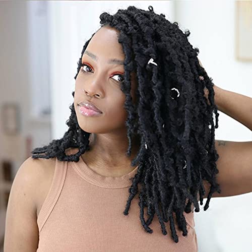 Karida Butterfly Locs Crochet Hair 14 inch 6Packs Distressed Locs Crochet Hair Pre looped Butterfly Bob Locs Crochet Braids (14 Inch (Pack of 6), 1B#)
