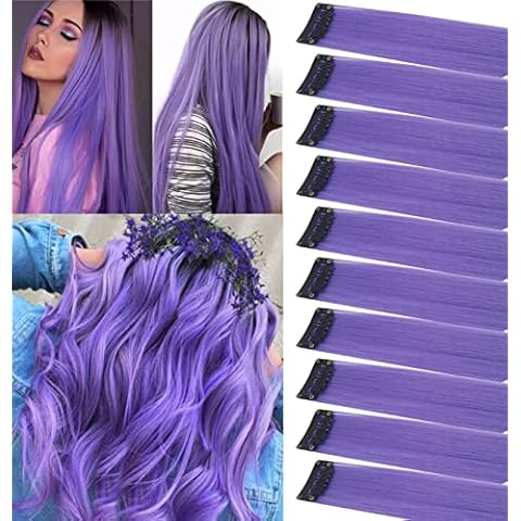 FYHTSD Lavender Hairpieces for Teens Highlights Straight Clip Cover