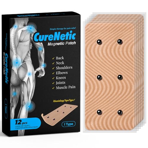 CureNetic - Magnetic Patch_I Type - 1,100 Gauss - Muscle Pain Relief, Magnetic Acupressure Patch, Magnetic Therapy - 12pcs - Made in South Korea