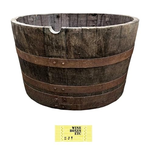 WineBoxesEtc Extra Large Oak Whisky Barrel Tub/Planter – Half Barrel Hogshead - 72cm wide x 45cm tall Approx