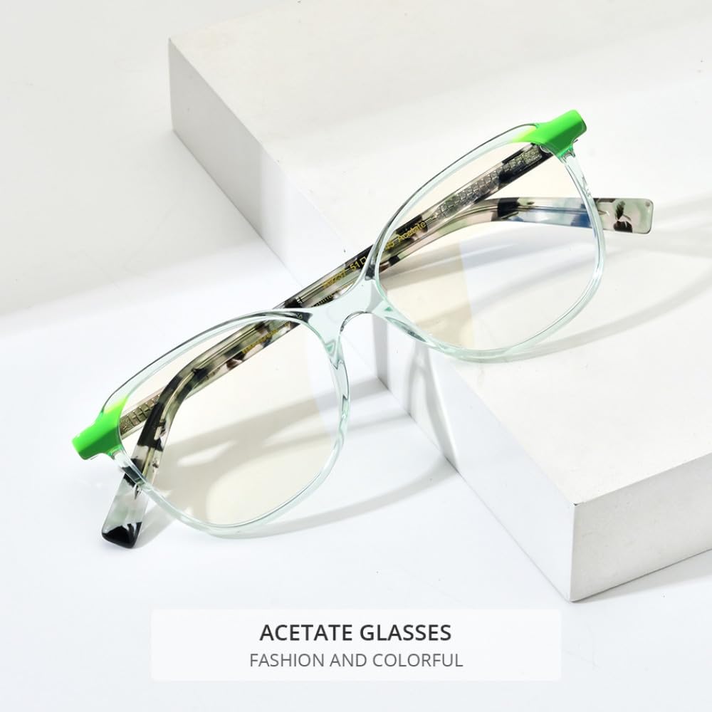 MUTYNE Montura de gafas de acetato multicolor para hombre, anteojos cuadrados retro, gafas para mujer