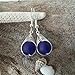 Yinahawaii Handmade Sea Glass Earrings, Hawaiian Jewelry for Women, Braided Small Round Earrings, Unqiue Sea Glass Jewelry For Women Birthday Gift For Women (Cobalt - September)