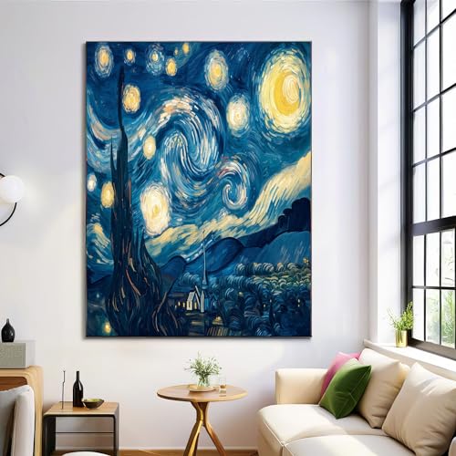 Arte de pared sin marco con acabado de pintura óleo abstracta en color azul marino