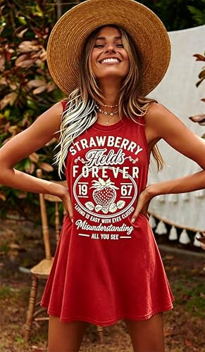Image of Vintage Rock Country Music Dress for Women Rock Concert Band Graphic Tshirt Casual Letter Print Short Dress
