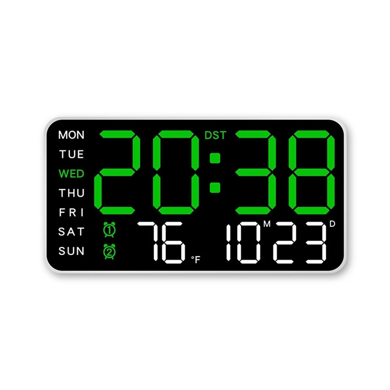 POAHNCU Alarm Clock, LED Digital Wall Clock Temperature Date Week Display Table Alarm Clocks Voice Control Electronic Brightness Adjustment,for Heavy Sleeper(Green)