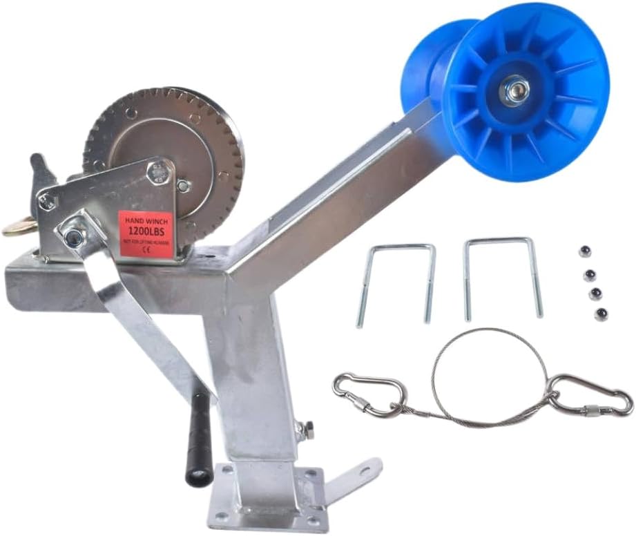 Universal Height Adjustable Boat Winch Mount System with Roller Stand 1200LB Post for 3" W X 4" H Trailer Drawbar