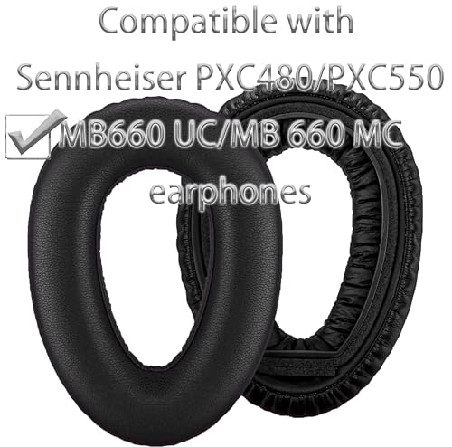 Repuestos de almohadillas para auriculares compatibles con Sennheiser PXC480 | Almohadillas suaves negras de cuero proteico y aislamiento acústico de alta densidad miniatura 4