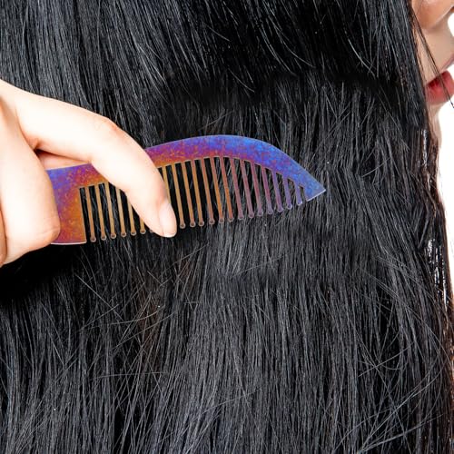 Peigne en titane antistatique TEHAUX léger et inoxydable dents fines - 2