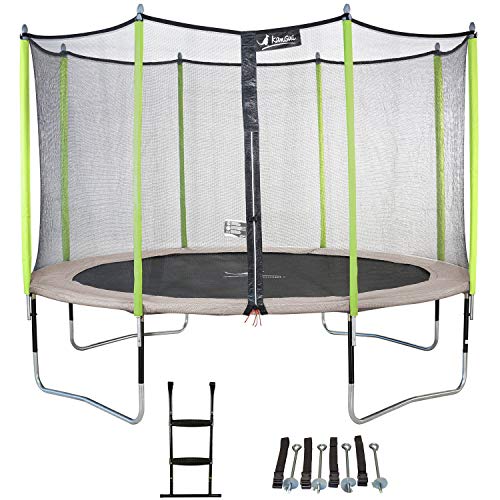Kangui - Trampoline de Jardin 360 cm + Filet de sécurité + échelle + kit JUMPI Zen 360
