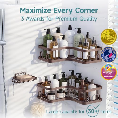 Image of Veken Corner Shower Caddy 3-Pack, Advanced Rustproof Design&Stable Storage
