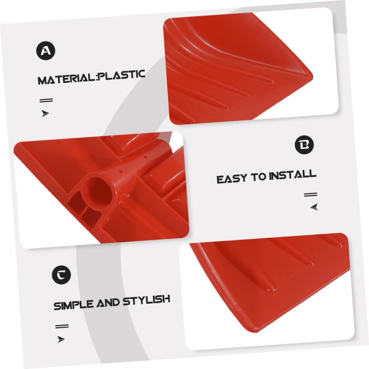 Wide Snow Shovel Head Replacement Plastic Scoop for Ice and Snow Removal Solid Low-Temperature Resistant Shovel Cleaning Head for Cars Grain Feed and Garbage Easy to Use and Carry