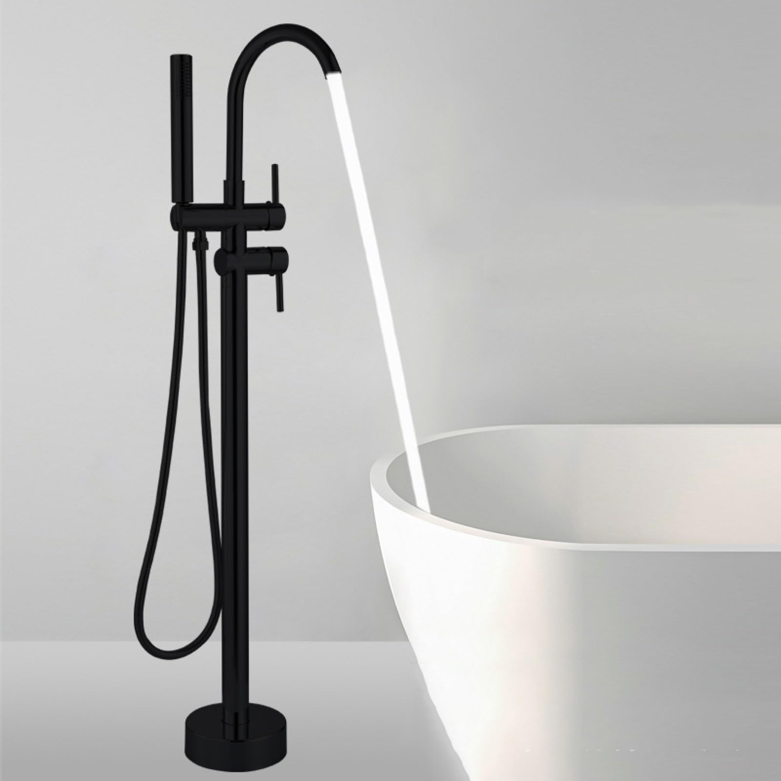 Mitigeur de douche à main sur pied en laiton pour baignoire îlot