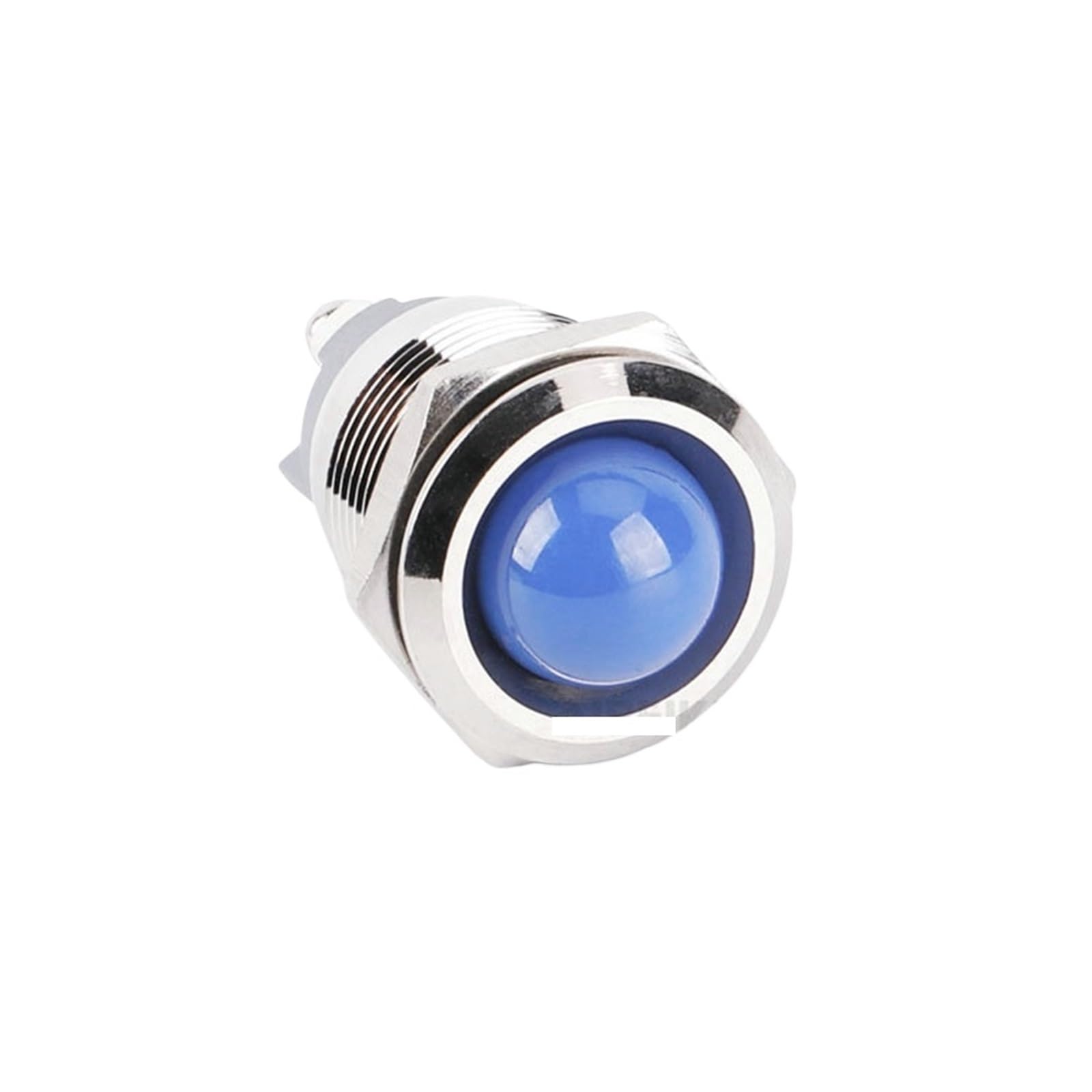 Luz indicadora de señal metálica con cabeza abovedada de 22 mm, 3 V-220 V, lámpara LED con terminal de tornillo de 2 pines, luz industrial(Flat Head Blue,3V-6V)