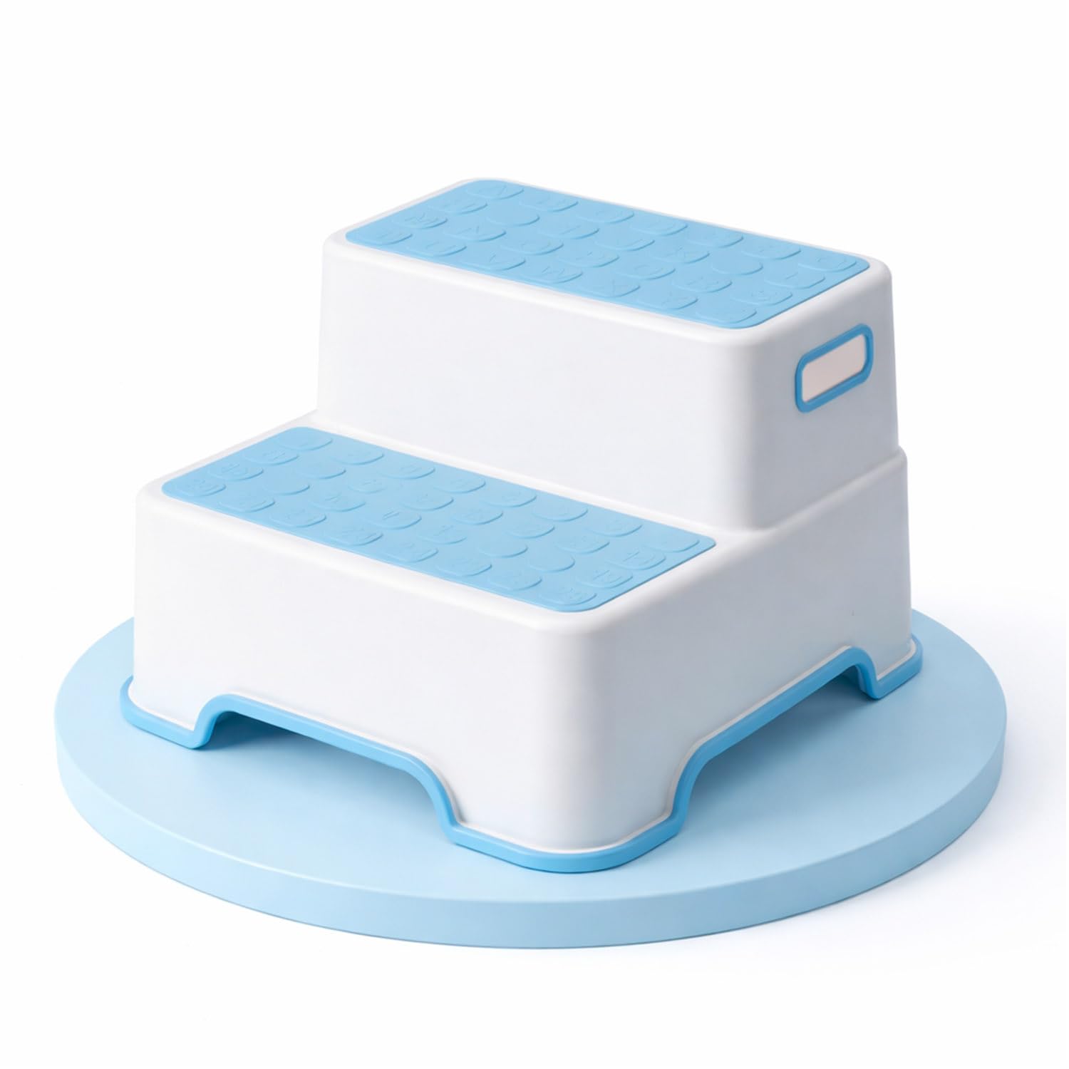 Greenfields Kids Step Stool Double Layer, Non-Slip Toddler Footstool with Rubber Base, Reinforced Design, Educational Letters Surface, Bathroom Sink Stool - Blue