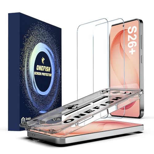 Image of OneFish Screen Protector Compatible with Samsung Galaxy S24 Ultra, 9H Tempered Glass, HD Clear, Scratch Resistant, 10s Auto Dust-Elimination Installation, Support Fingerprint Unlock,2 Pack