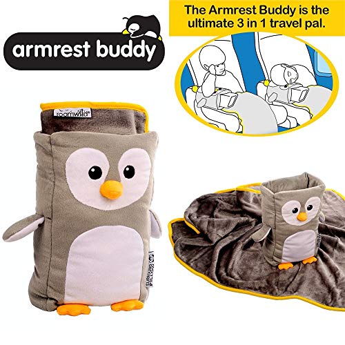 Roamwild Kids Travel Pillow And Travel Blanket Set - 'Tux' Armrest Buddy Transforms Any Armrest Into A Comfy Childs Pillow #TOP6