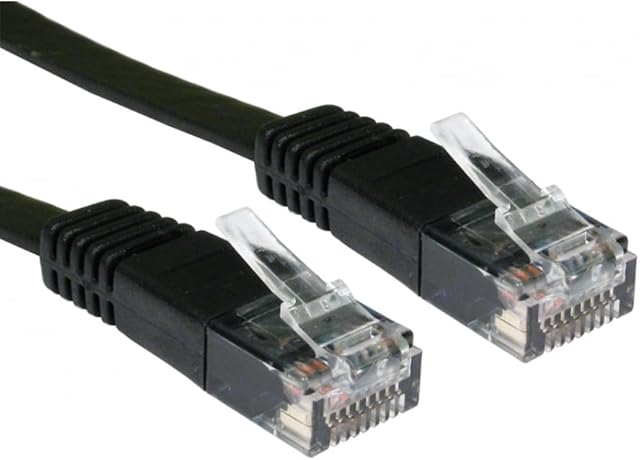 rhinocables Flat Ethernet Cat5e Network Patch Cable Slim Thin Low Profile LAN Patch Internet Lead for Xbox, PS4, Modem, Router, PC, Smart TV, Android Box 'Black, 15m'