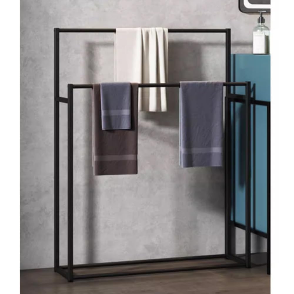 Stehender Handtuchhalter Multifunktionaler Stand-Badezimmer-Handtuchhalter, Nachttisch-Kleiderbügel, Handtuchhalter, moderner stehender Pool-Handtuch-Wäscheständer(Schwarz,Klein)