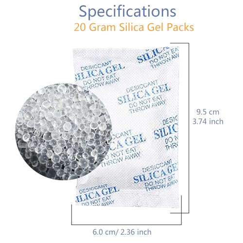 Image of 16-Pack 20 Gram Silica Gel Packs, Transparent Desiccant for Storage, Moisture Absorber for Spices, Jewelry, Shoes, Electronics, and Small Spaces