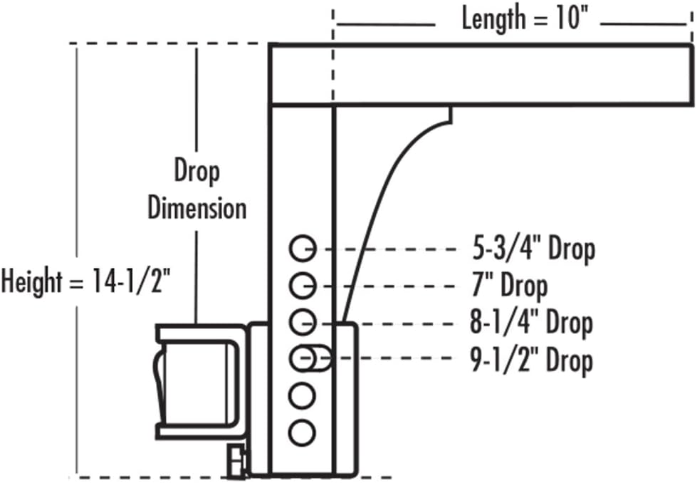 Eaz-Lift Ball Mount Shank | Features an Adjustable Design, Powder-Coated Finish, and Fits a 2-inch x 2-inch Receiver (48132)