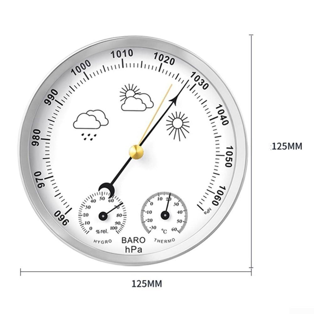 Hygrometer Thermometer Barometer für Innen Außen 3 in 1 Wetterstation mit großem Display Messung Temperatur Luftfeuchtigkeit Atmosphärendruck -30 bis 60℃ 0-100% RH
