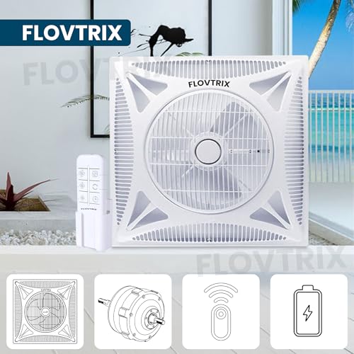 Image of Ceiling Fan Dual Balls Bearing AC Ceiling Mounted Fan With Pure Copper Motor,360 Air Flow Ceiling Fan With Remote Control For Home And Commercial Use 600 x 600 mm - White (ST-03)