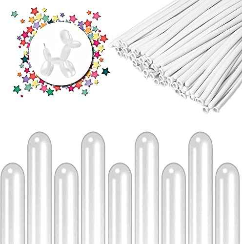 Long Twisting Balloons White 100Pcs, 260Q Latex Balloons Magic Long Balloons For Diy Twisting Animals Flowers, Solid Color Latex Balloons For Christmas Birthday Wedding Party Decorations Supplies #TOP1