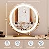 19 Round Vanity Mirror with Lights, Large Makeup Mirror with 3 Color Lighting Dimmable, Smart Touch Control, 360Rotation Vanity Mirror for Bedroom, Dressing Room, Tabletop, Easy to Install, Gold
