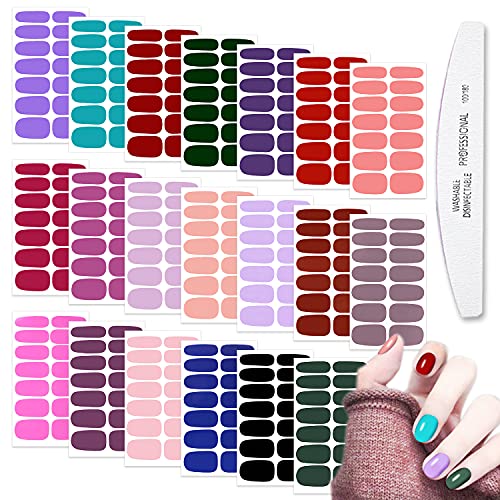 Wokoto 20 Sheets Solid Nail Polish Strips Full Nail Wraps Gel Nail Polish Stickers For Women Girls Stick On Nail Polish Wraps For Gel Polish Stickers Nails Gel Nail Strips Nail Gel Stickers For Nails #TOP16