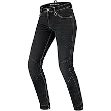 Devon Motorcycle Jeans - Ventilated Elastic Slim Fit Riding Trousers with FiberQL Reinforcements, CE Knee and HIPS Protectors (Women, Black, 24 Long)