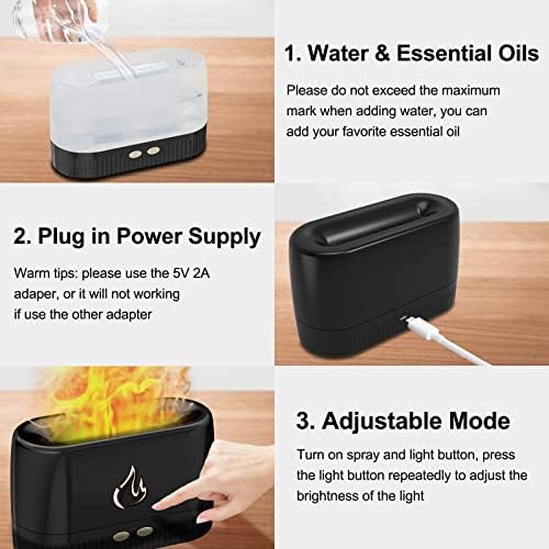 Smafox Essential Oil Diffuser, 230ml Imitation Flame Aromatherapy Diffuser Ultrasonic Humidifier with Waterless Auto Shut-Off for Home, Bedroom, Baby Room