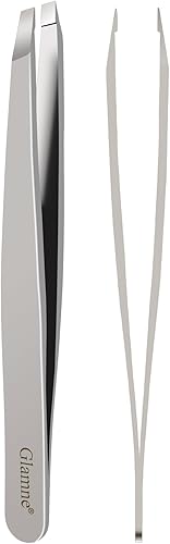 Miniatura 4 de Pinzas de precisión de titanio con punta inclinada para cejas, pinzas para depilar el pelo facial para mujeres y hombres