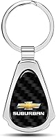 Vista 1 de iPick Image para Chevrolet Suburban Real Negro Fibra de Carbono Cromo Metal Teardrop Llavero
