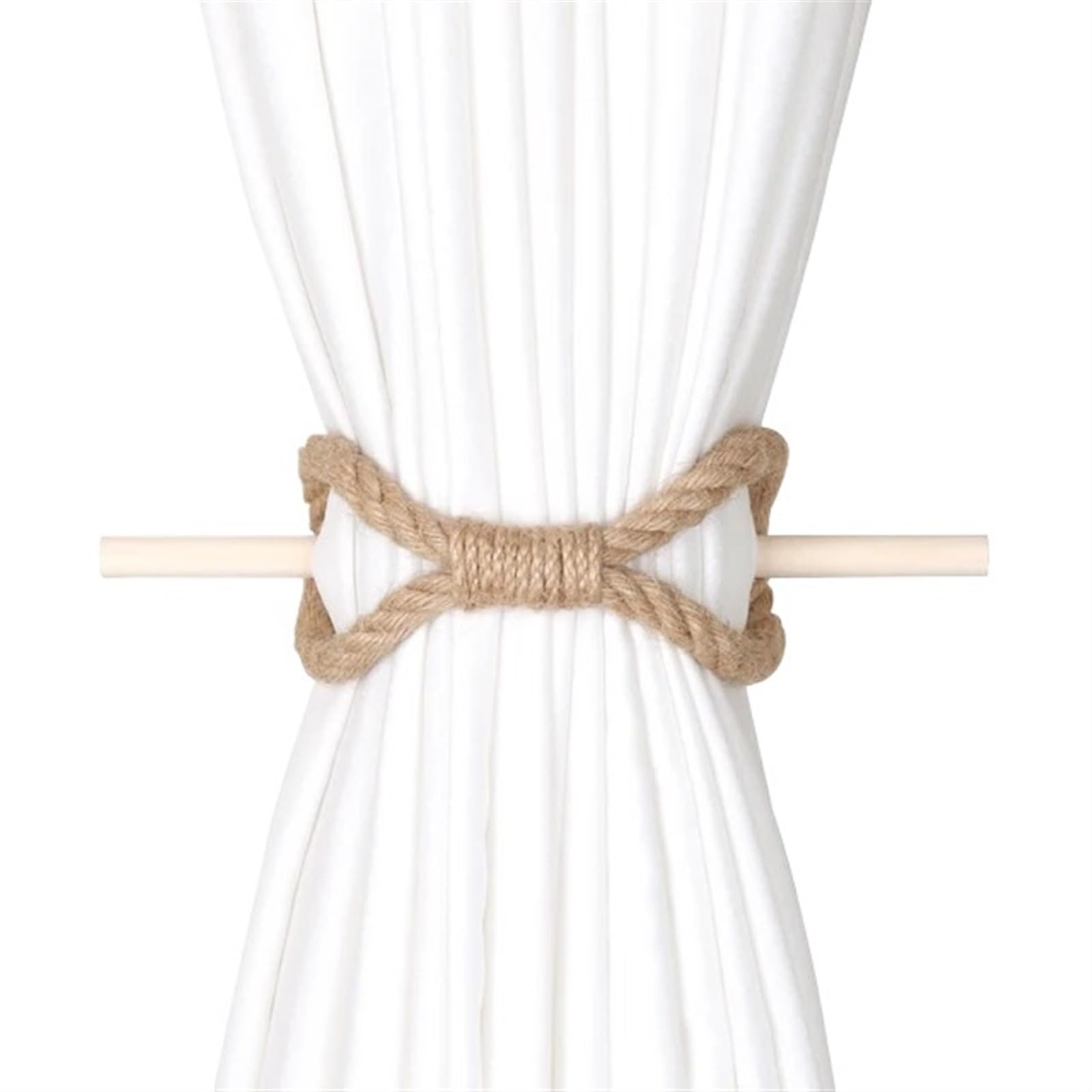 Rope tie backs for curtains 1pc Solid Wooden Stick Simple Curtain Binding Rope Tieback Buckle Holdback For Room Decor for Home, Office & Hotel Windows(Hemp)