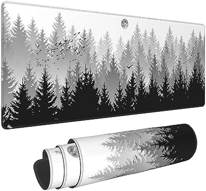 Japanese Wave Black & White Gaming Mouse Pad - XL Large Non-Slip Rubber Mousepad, Stitched Edges Long Extended Mice Pad Ideal Desk Home Office 31 5x11 8 I - View #4