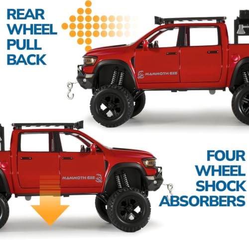 Image of RAM Mammoth Pick-Up Model Car 1:32 Exclusive Alloy Metal Pull Back Die-cast Car Die-cast Metal Pullback Toy car with Openable Doors & Light Music