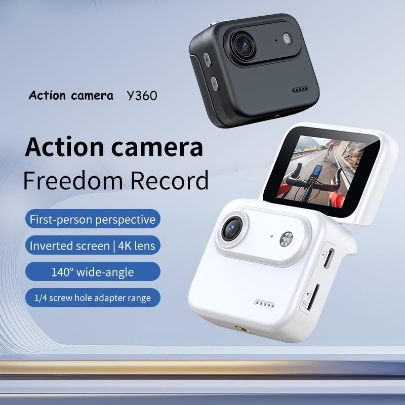 Caméra d'action 4K Y360 avec écran rabattable et batterie longue durée noire - 7