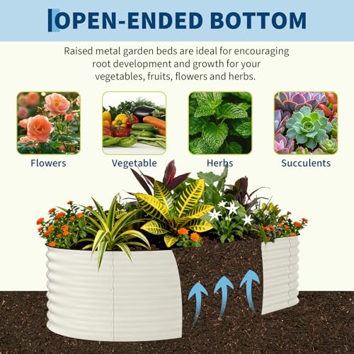Garvee 2 Pack 8x4x1.5ft Galvanized Raised Garden Bed Kit, Oval Metal Planter Boxes with Anti-Cut Safety Edges, Rust-Resistant Deep Root Planters for Outdoor Vegetables, Flowers, Herbs, Beige by Garvee - Image 7